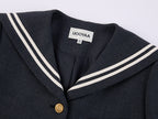 Sporty Cherry Sailor Collar Embroidered Blazer