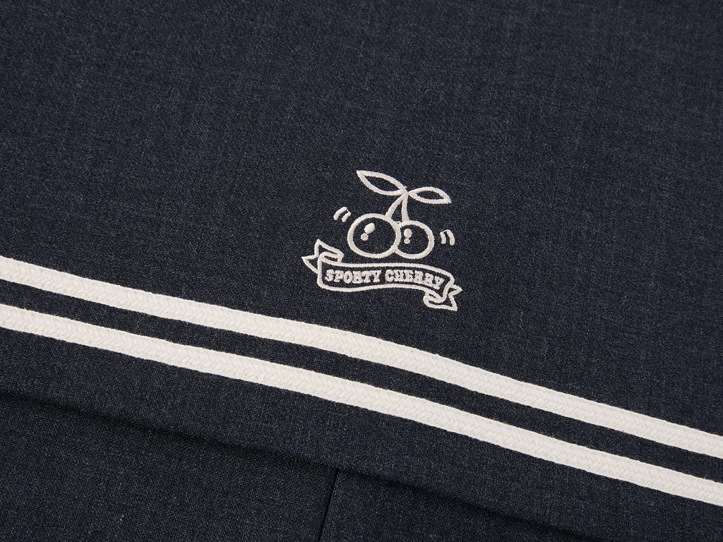 Sporty Cherry Sailor Collar Embroidered Blazer
