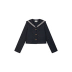 Sporty Cherry Sailor Collar Embroidered Blazer