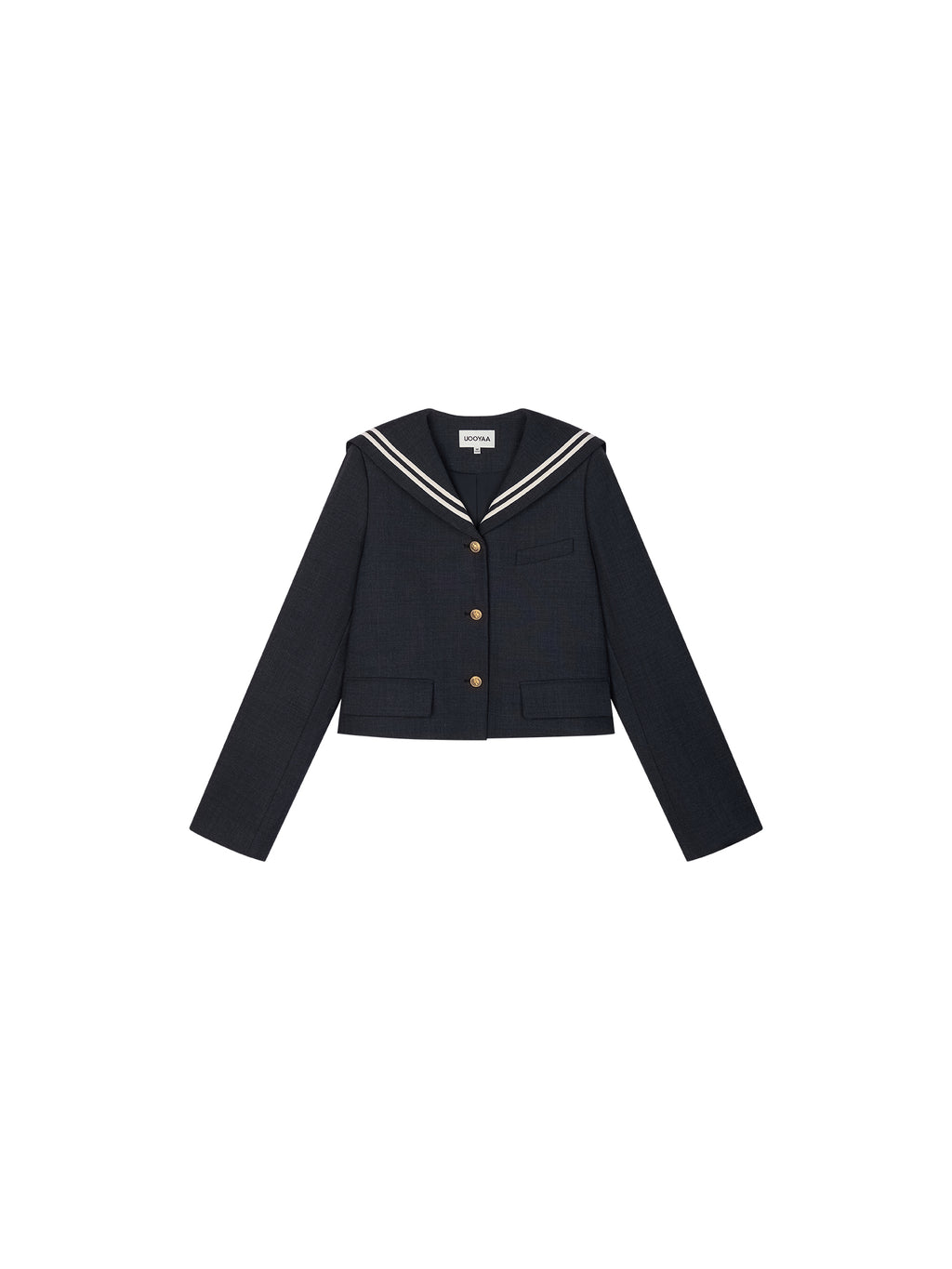 Sporty Cherry Sailor Collar Embroidered Blazer