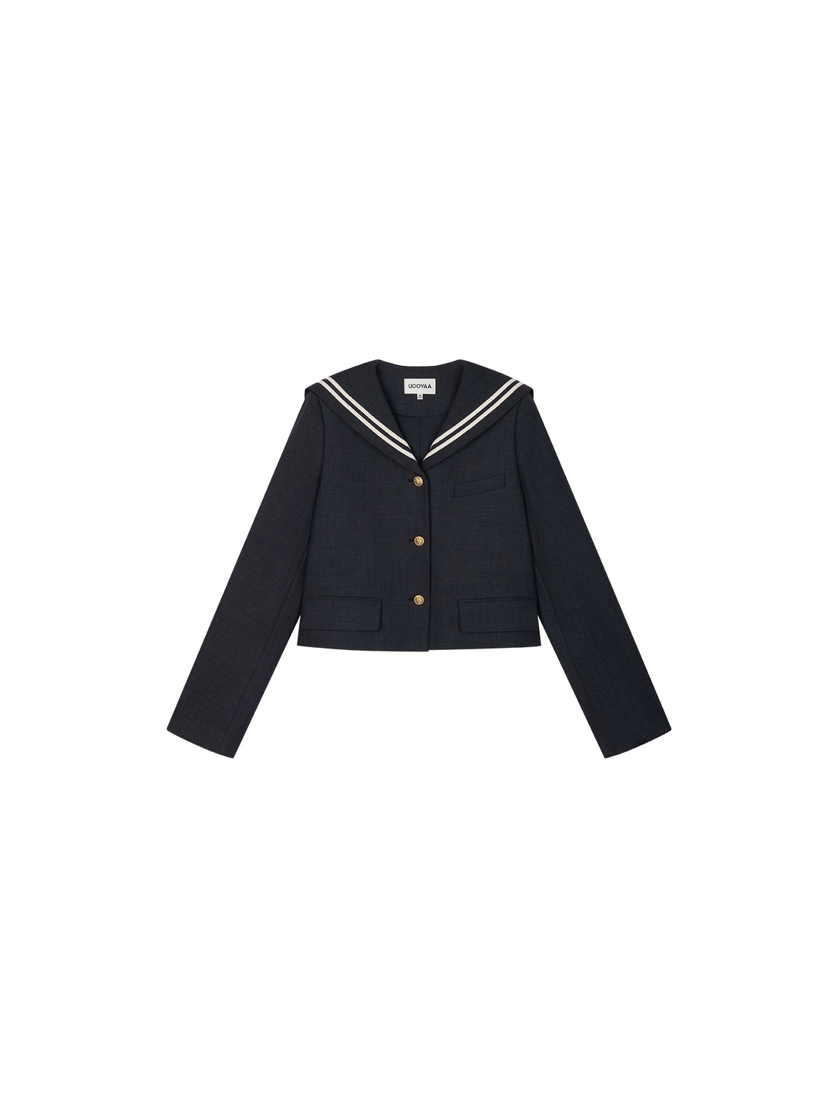 Sporty Cherry Sailor Collar Embroidered Blazer
