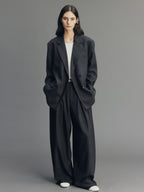 Glam Pleat Rhinestone Tailored Pants