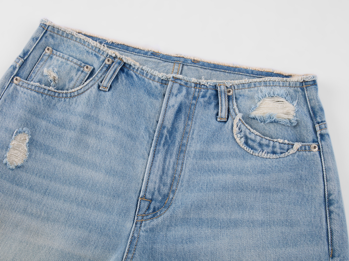 Rock Patchwork Waistband Free Distressed Jeans