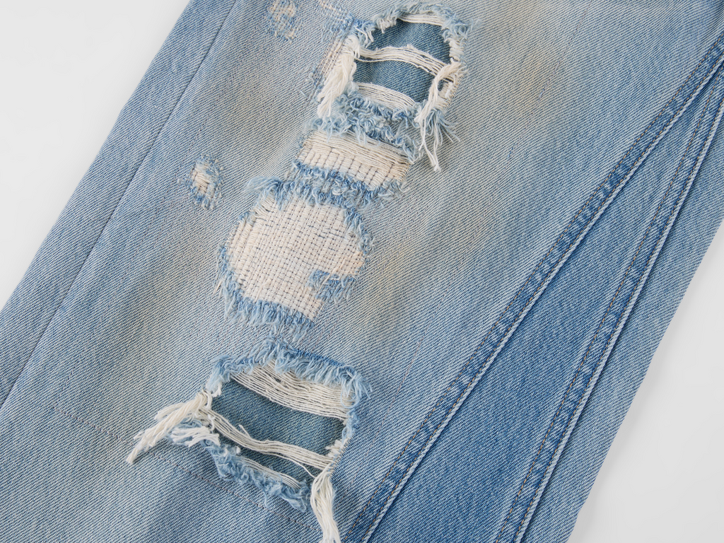 Rock Patchwork Waistband Free Distressed Jeans