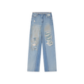 Rock Patchwork Waistband Free Distressed Jeans
