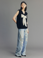 Rock Patchwork Waistband Free Distressed Jeans
