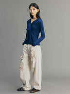 Casual Romantic Lace Crochet Denim Pants