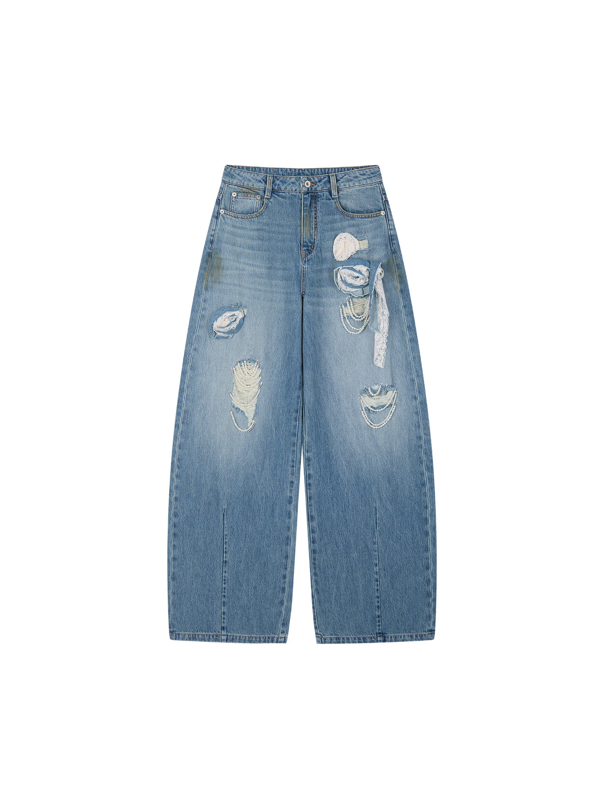 Casual Romantic Lace Crochet Bootcut Jeans