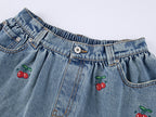 Cherry Wave Hem Denim Skirt