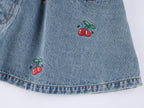 Cherry Wave Hem Denim Skirt