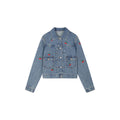 Sporty Cherry Embroidered Denim Jacket