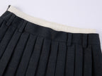 Cherry Embroidered Faux Layered Pleated Skirt