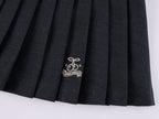 Cherry Embroidered Faux Layered Pleated Skirt