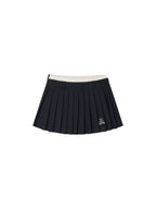 Cherry Embroidered Faux Layered Pleated Skirt