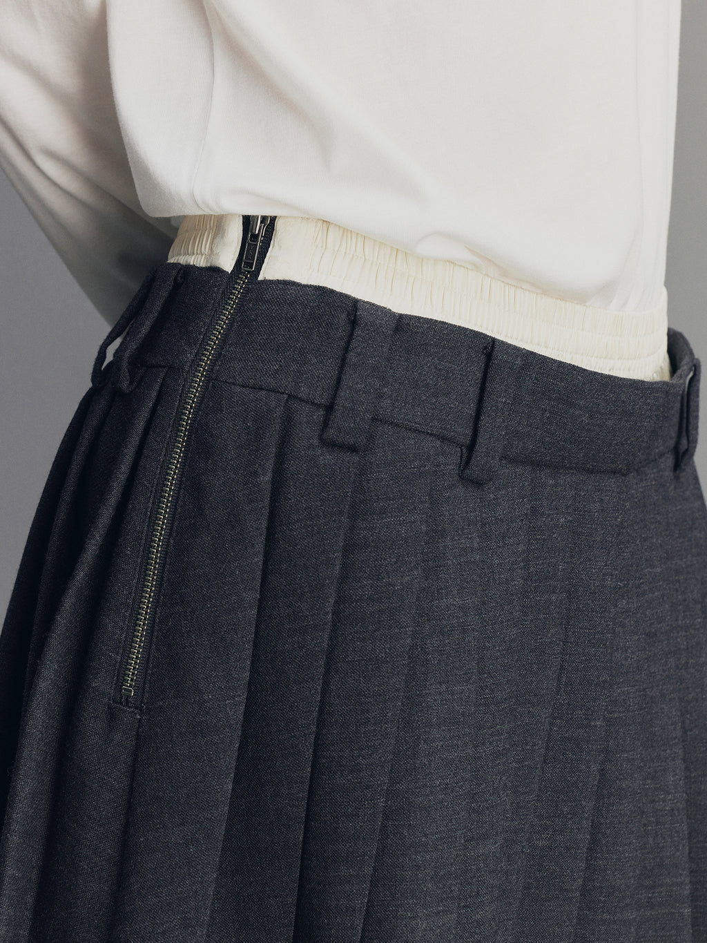 Cherry Embroidered Faux Layered Pleated Skirt