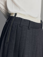 Cherry Embroidered Faux Layered Pleated Skirt