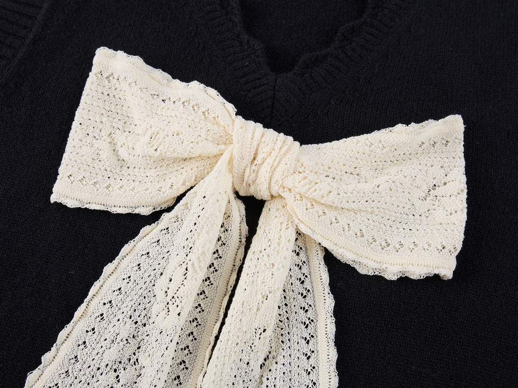 Vintage Lace Bow Knit Vest