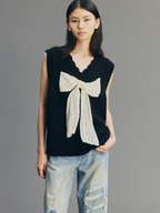 Vintage Lace Bow Knit Vest