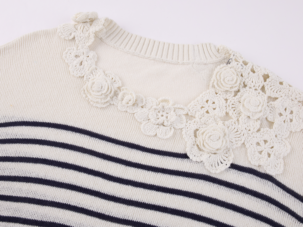Hand-Crocheted Floral Nautical Sweater