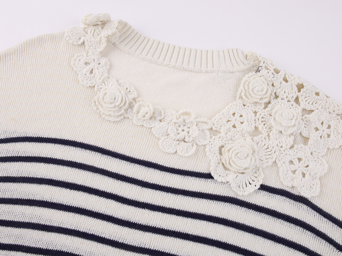 Hand-Crocheted Floral Nautical Sweater