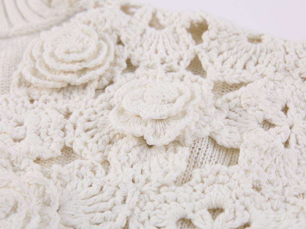 Hand-Crocheted Floral Nautical Sweater