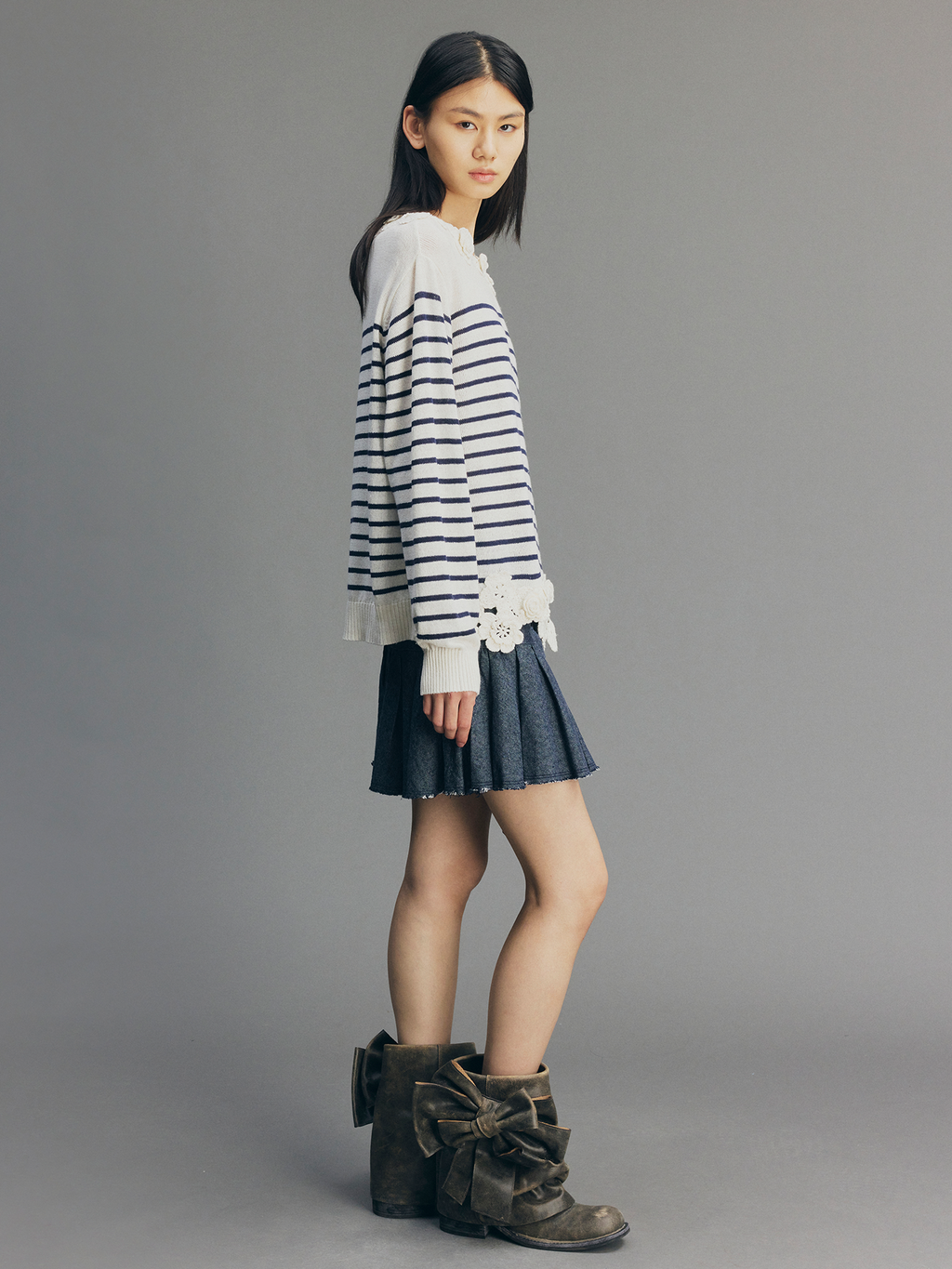Hand-Crocheted Floral Nautical Sweater