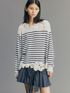 Hand-Crocheted Floral Nautical Sweater