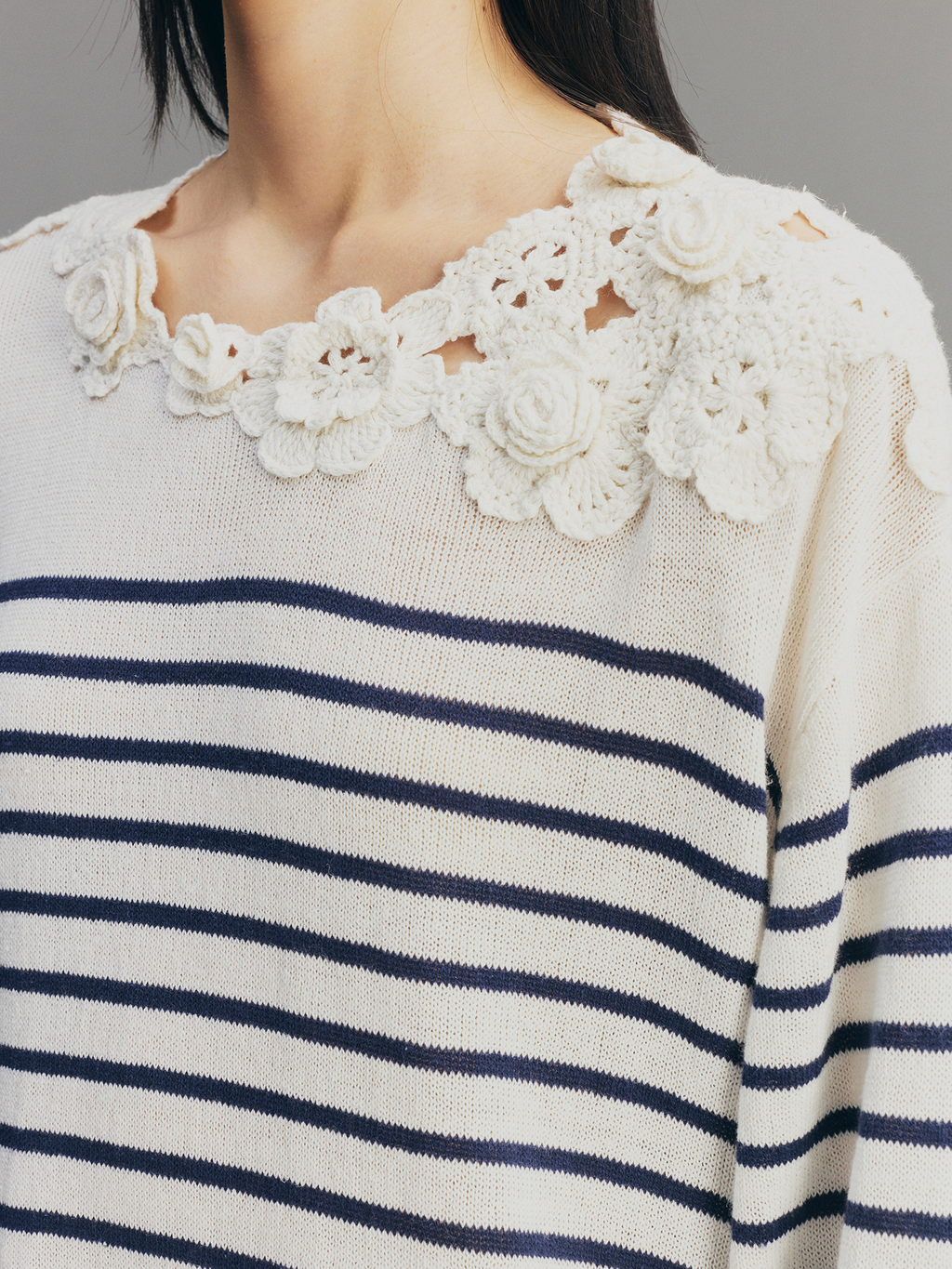 Hand-Crocheted Floral Nautical Sweater