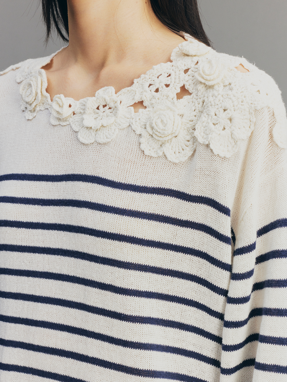 Hand-Crocheted Floral Nautical Sweater