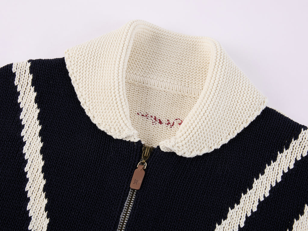 Handcrafted Sporty Cherry Sleigh-Collar Cardigan