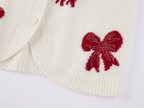 Beaded Bow Embroidered Mohair Knit Cardigan