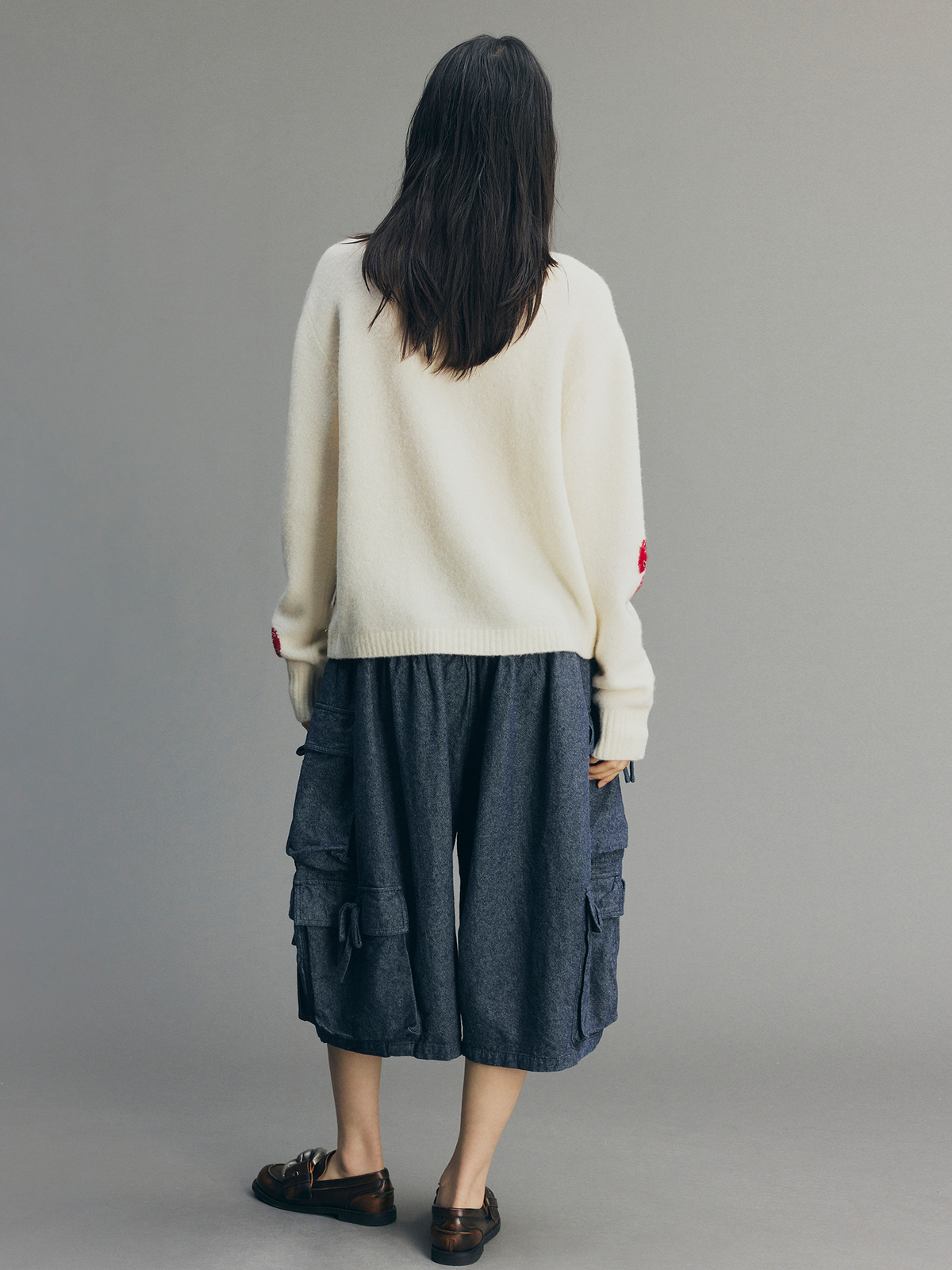 Beaded Bow Embroidered Mohair Knit Cardigan