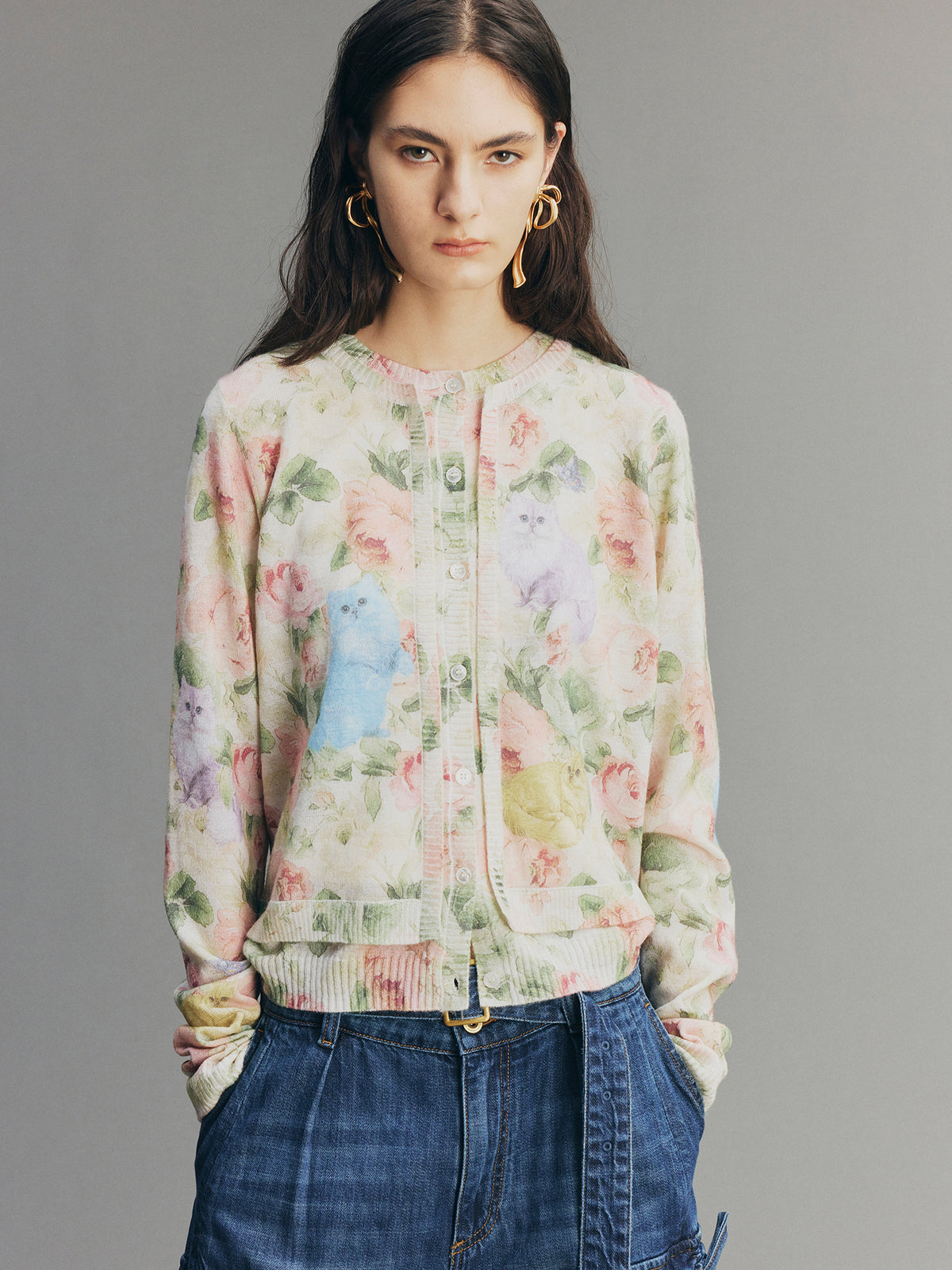Fantasy Cat Fake Two-piece Cardigan