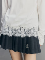 Sporty Cherry Embroidered Henley-Neck Sweatshirt
