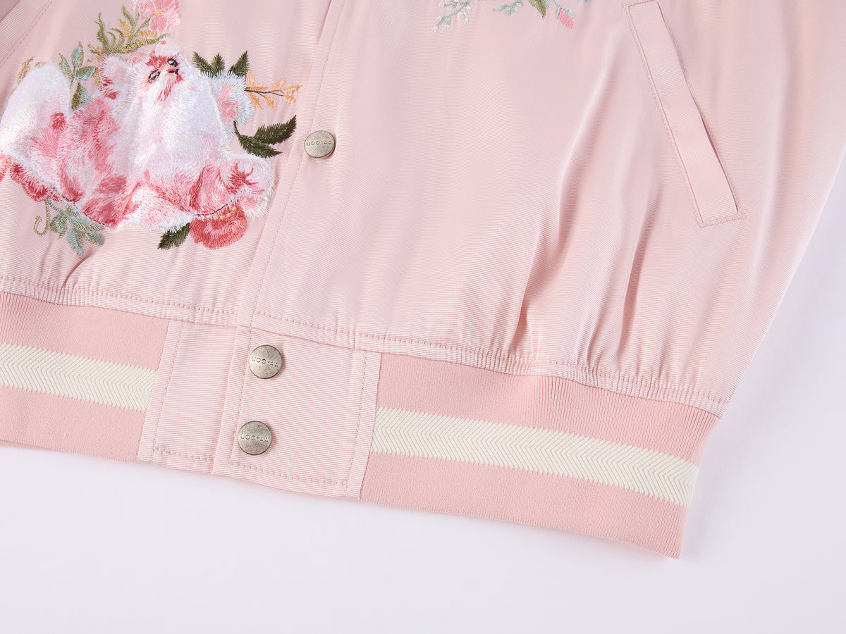 Fantasy Cat Embroidered Baseball Jacket