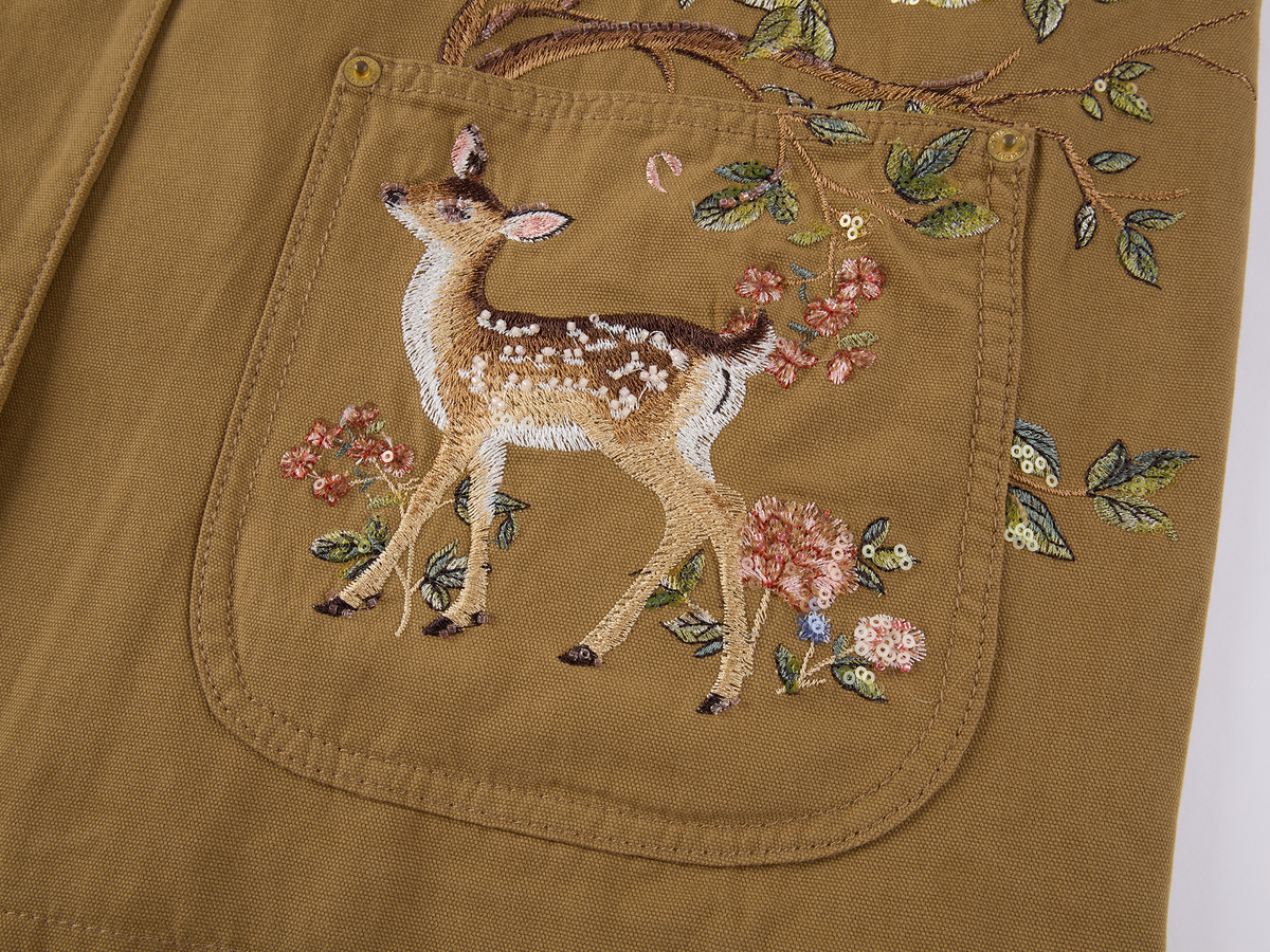 Beaded Floral Deer Embroidered Detroit Jacket
