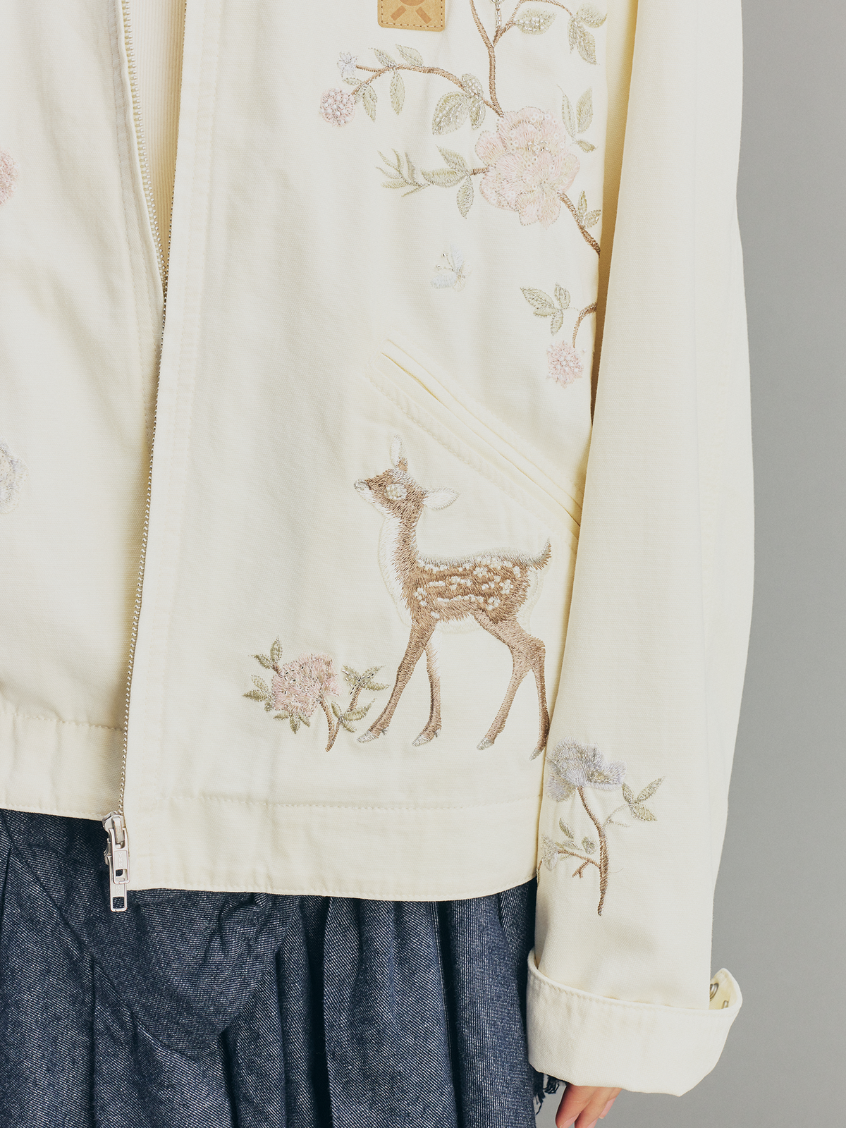 Beaded Floral Deer Embroidered Michigan Jacket