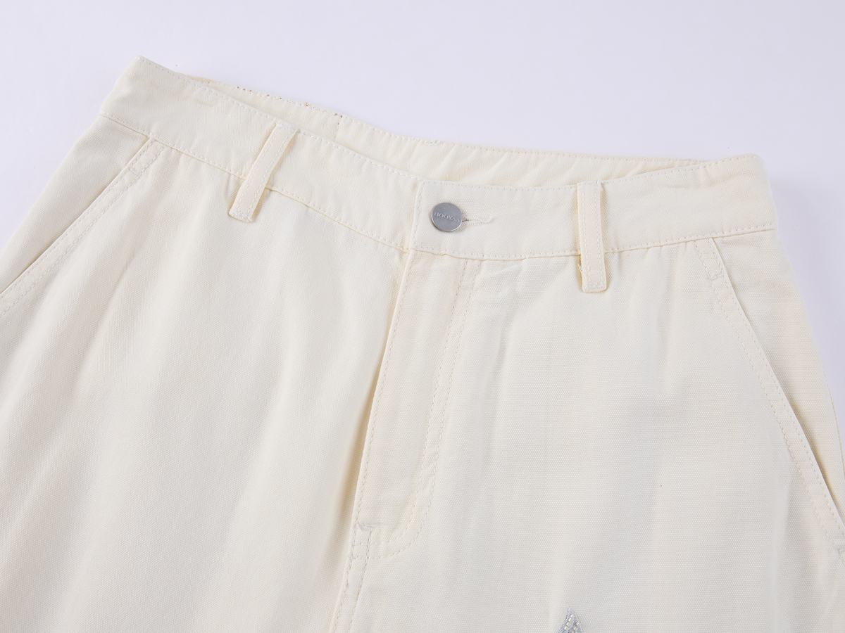 Beaded Floral Deer Washed Utility Jeans