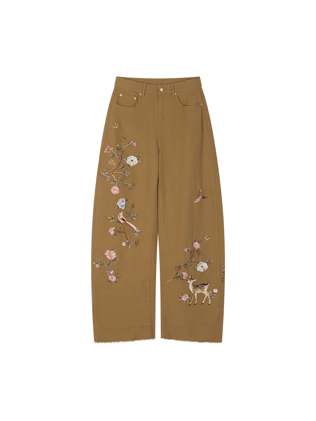 Beaded Floral Deer Embroidered Jeans