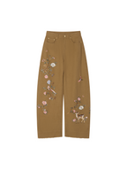 Beaded Floral Deer Embroidered Jeans