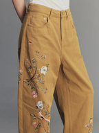 Beaded Floral Deer Embroidered Jeans