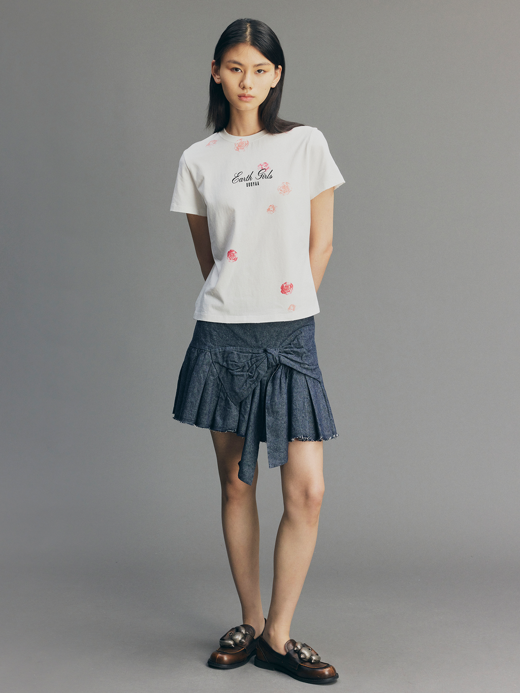 Sculptural Bow A-Line Pleated Skirt