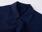 Indigo Ruffled Gathered Linen Shirt