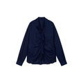 Indigo Ruffled Gathered Linen Shirt