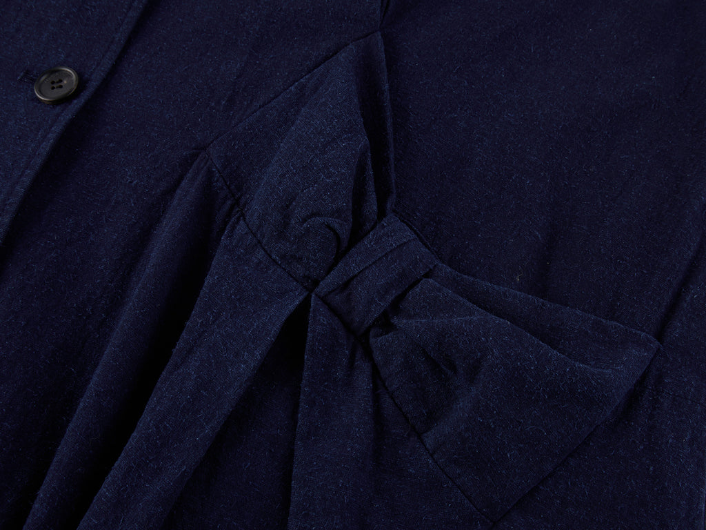 Handcrafted Indigo Bow Balmacaan Coat
