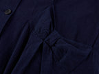Handcrafted Indigo Bow Balmacaan Coat