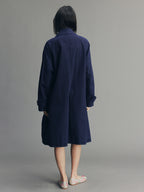 Handcrafted Indigo Bow Balmacaan Coat