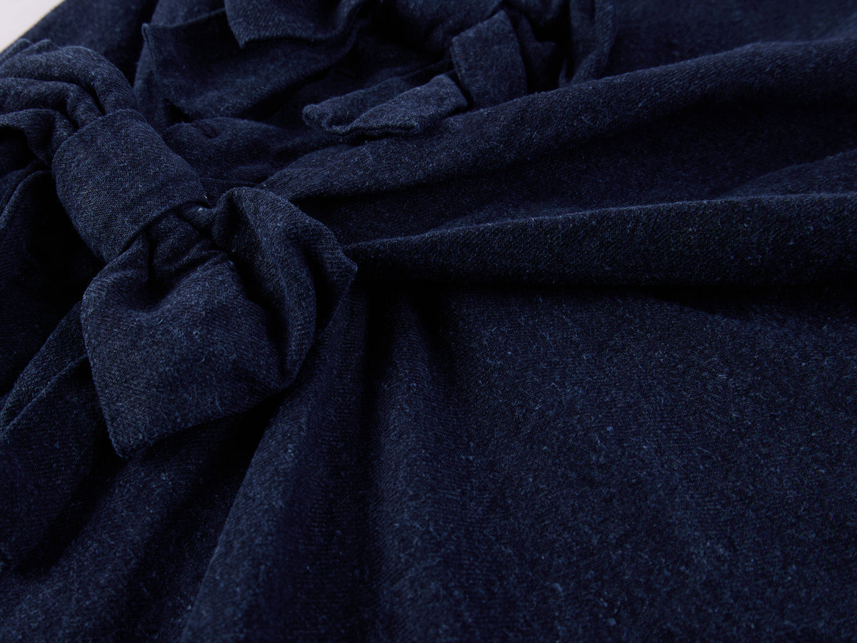 Indigo Bow Asymmetric Shirt Dress