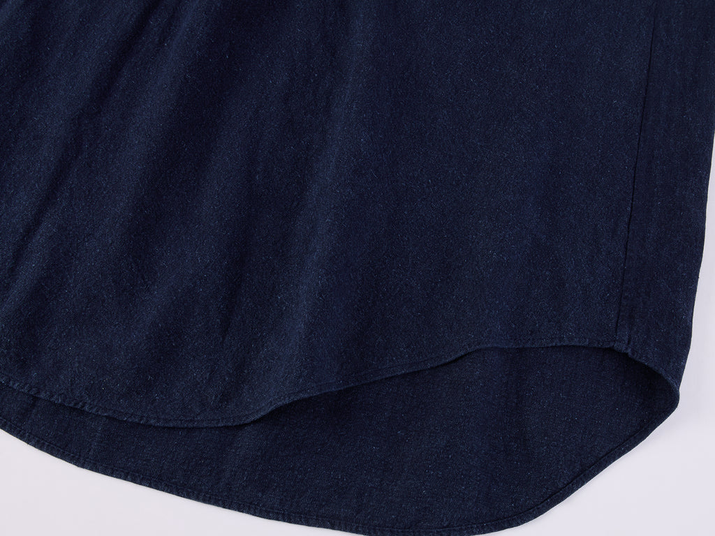 Indigo Bow Asymmetric Shirt Dress