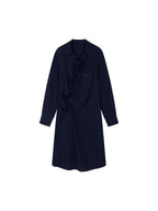 Indigo Bow Asymmetric Shirt Dress